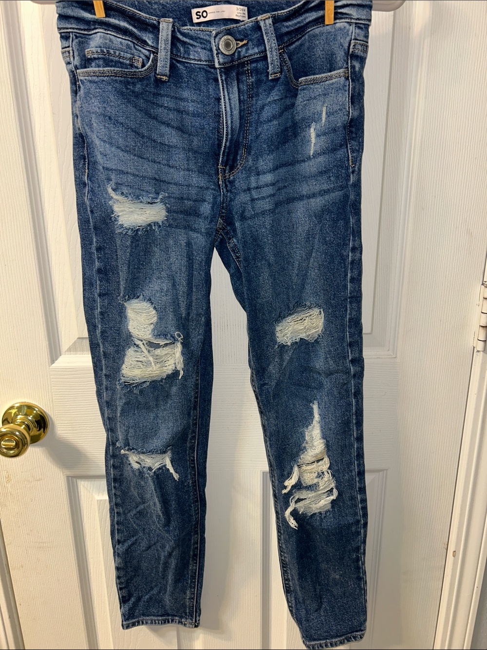 SO Dark Blue Distressed Skinny Jeans